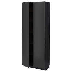 METOD High cabinet with shelves, black/Nickebo matt anthracite, 80x37x200 cm
