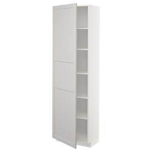 METOD High cabinet with shelves, white/Lerhyttan light grey, 60x37x200 cm