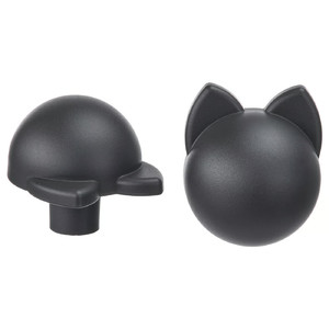 GREJSIMOJS Knob, anthracite/cat, 38 mm