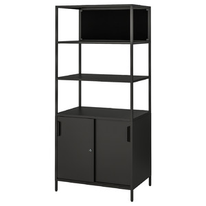TROTTEN Cab w sliding doors/noticeboard, anthracite, 80x180 cm