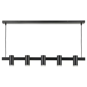 KRANSALG Pendant lamp with 5 lamps, black, 113 cm