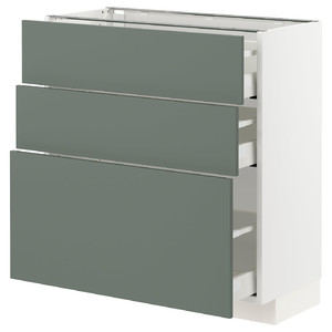 METOD / MAXIMERA Base cabinet with 3 drawers, white/Bodarp grey-green, 80x37 cm