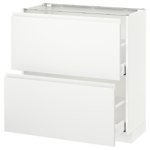 METOD / MAXIMERA Base cabinet with 2 drawers, white, Voxtorp matt white white, 80x37 cm