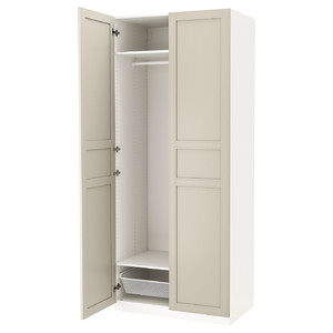 PAX / FLISBERGET Wardrobe, white/light beige, 100x60x236 cm