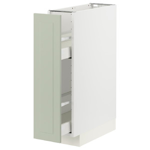 METOD / MAXIMERA Base cabinet/pull-out int fittings, white/Stensund light green, 20x60 cm