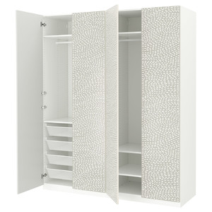 PAX / MISTUDDEN Wardrobe combination, white/grey patterned, 200x60x236 cm
