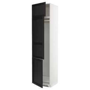 METOD High cab f fridge/freezer w 3 doors, white/Lerhyttan black stained, 60x60x240 cm