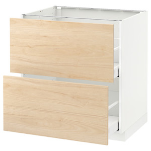 METOD / MAXIMERA Base cb 2 fronts/2 high drawers, white/Askersund light ash effect, 80x60 cm