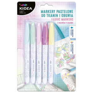 Kidea Fabric Markers for Clothes & Shoes Pastel 5pcs