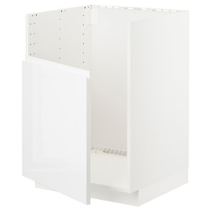 METOD Base cabinet f BREDSJÖN sink, white/Voxtorp high-gloss/white, 60x60 cm
