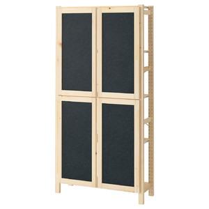 IVAR Shelving unit with doors, pine/felt, 89x30x179 cm