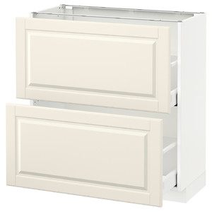 METOD / MAXIMERA Base cabinet with 2 drawers, white, Bodbyn off-white, 80x37 cm