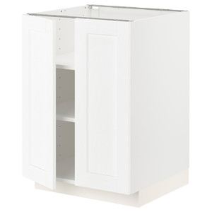 METOD Base cabinet with shelves/2 doors, white Enköping/white wood effect, 60x60 cm