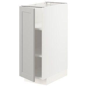METOD Base cabinet with shelves, white/Lerhyttan light grey, 30x60 cm