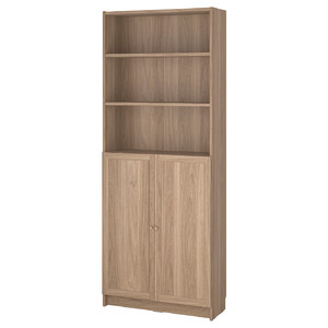 BILLY / OXBERG Bookcase with doors, oak effect, 80x30x202 cm