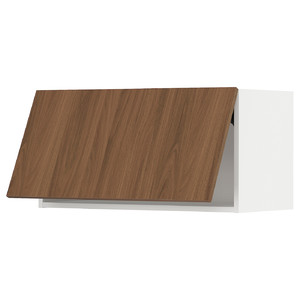 METOD Wall cabinet horizontal w push-open, white/Tistorp brown walnut effect, 80x40 cm