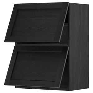 METOD Wall cabinet horizontal w 2 doors, black/Lerhyttan black stained, 60x80 cm