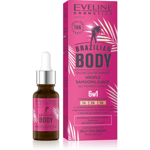 EVELINE Brazilian Body Concentrated Self-Tanning Drops for Face & Body 6in1 18ml