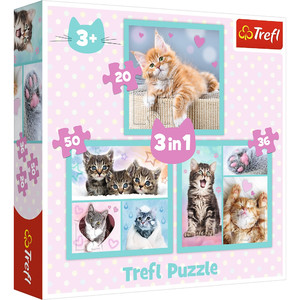 Trefl Children's Puzzle Cute Animals 3in1 3+