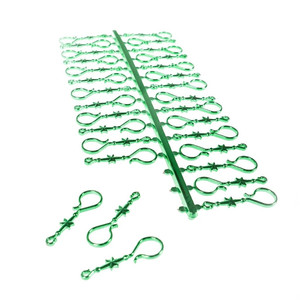 Plastic Christmas Ornament Hooks, Green, Pack of 30