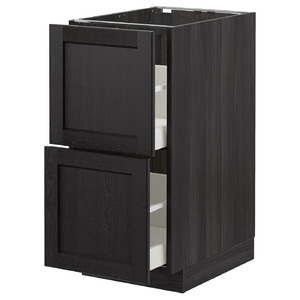 METOD / MAXIMERA Base cb 2 fronts/2 high drawers, black/Lerhyttan black stained, 40x60 cm