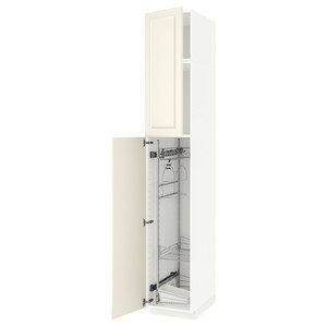 METOD High cabinet with cleaning interior, white/Bodbyn off-white, 40x60x240 cm