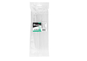 Bradas Cable Tie, white, 3.6x280 mm, 100-pack