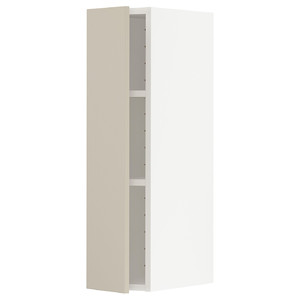 METOD Wall cabinet with shelves, white/Havstorp beige, 20x80 cm