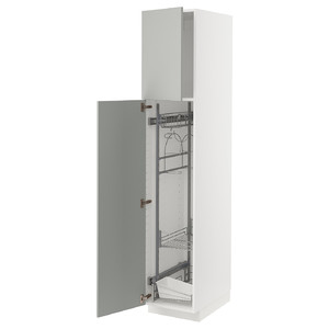 METOD High cabinet with cleaning interior, white/Havstorp light grey, 40x60x200 cm
