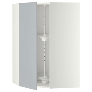 METOD Corner wall cabinet with carousel, white/Veddinge grey, 68x100 cm