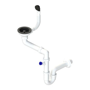 Laveo Siphon for 1-bowl sink 3.5", manual plug, black