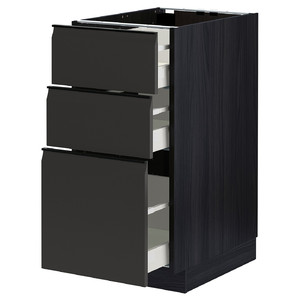 METOD / MAXIMERA Base cabinet with 3 drawers, black/Upplöv matt anthracite, 40x60 cm