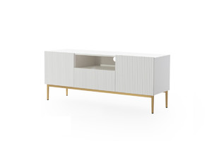 TV Cabinet Nicole 150 cm, matt white/gold legs