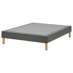 LYNGÖR Sprung mattress base with legs, dark grey, 140x200 cm