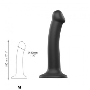 Strap-on-me Silicone Bendable Dildo Double Density Black M