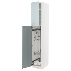 METOD High cabinet with cleaning interior, white/Kallarp light grey-blue, 40x60x220 cm