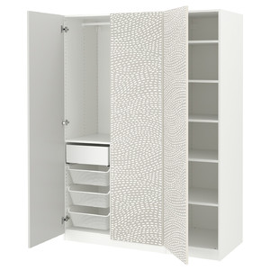 PAX / MISTUDDEN Wardrobe combination, white/grey patterned, 150x60x201 cm