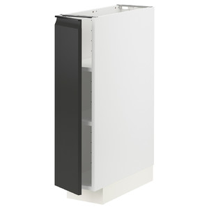 METOD Base cabinet with shelves, white/Upplöv matt anthracite, 20x60 cm