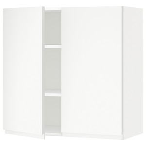 METOD Wall cabinet with shelves/2 doors, white/Voxtorp matt white, 80x80 cm