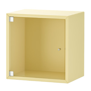 EKET Wall cabinet with glass door, pale yellow, 35x25x35 cm