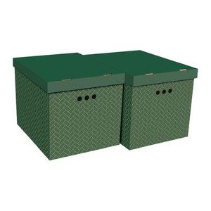 Storage Box XL, geometric green, 2pcs