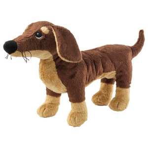 SMÅSLUG Soft toy, dog, brown