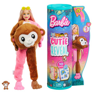 Barbie Doll and Accessories, Cutie Reveal Doll, Jungle Series Monkey HKR01 3+