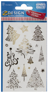 Gold Christmas Tree Stickers, 80x160 mm, 2 Sheets