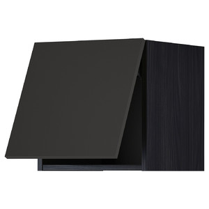 METOD Wall cabinet horizontal w push-open, black/Nickebo matt anthracite, 40x40 cm