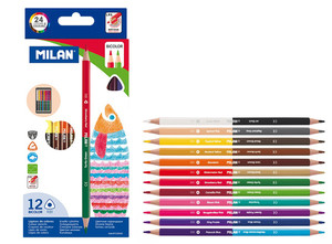 Milan Double-sided Colour Pencils Bicolor Triangular 12pcs 24 Colours