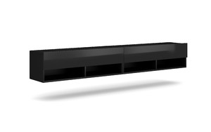 Wall-mounted TV Cabinet Derby 200, matt black/high-gloss black