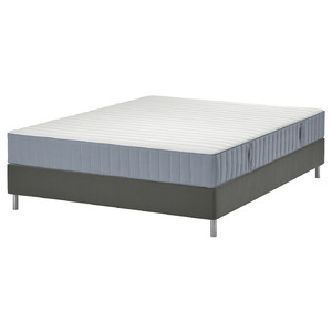 LYNGÖR Divan bed, Valevåg firm/light blue dark grey, Standard Double
