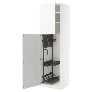 METOD High cabinet with cleaning interior, white Enköping/white wood effect, 60x60x220 cm