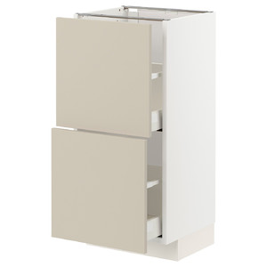 METOD / MAXIMERA Base cabinet with 2 drawers, white/Havstorp beige, 40x37 cm